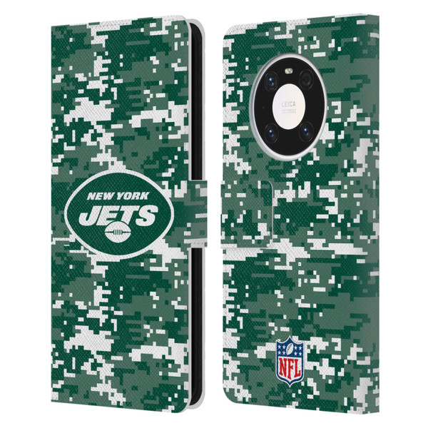NFL New York Jets Graphics Digital Camouflage Leather Book Wallet Case Cover For Huawei Mate 40 Pro 5G