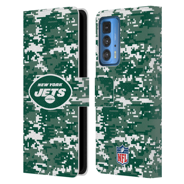 NFL New York Jets Graphics Digital Camouflage Leather Book Wallet Case Cover For Motorola Edge 20 Pro