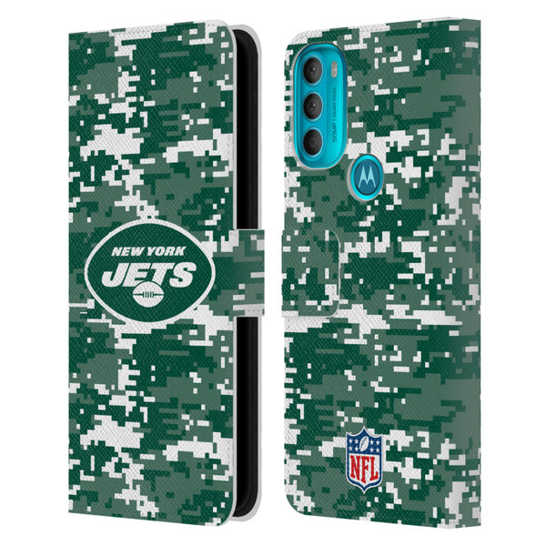 NFL New York Jets Graphics Digital Camouflage Leather Book Wallet Case Cover For Motorola Moto G71 5G