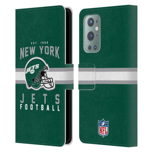 NFL New York Jets Graphics Helmet Typography Leather Book Wallet Case Cover For OnePlus 9
