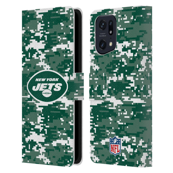 NFL New York Jets Graphics Digital Camouflage Leather Book Wallet Case Cover For OPPO Find X5