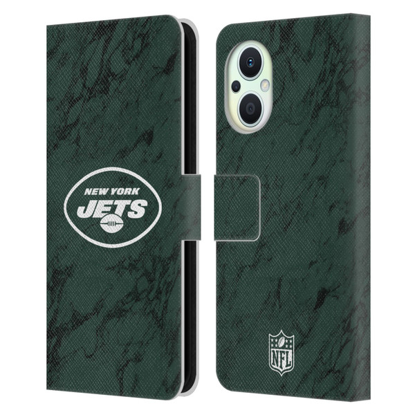 NFL New York Jets Graphics Coloured Marble Leather Book Wallet Case Cover For OPPO Reno8 Lite