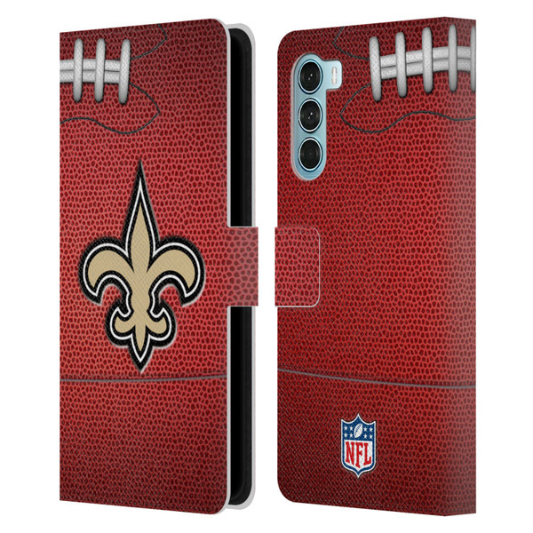 NFL New Orleans Saints Graphics Football Leather Book Wallet Case Cover For Motorola Edge S30 / Moto G200 5G
