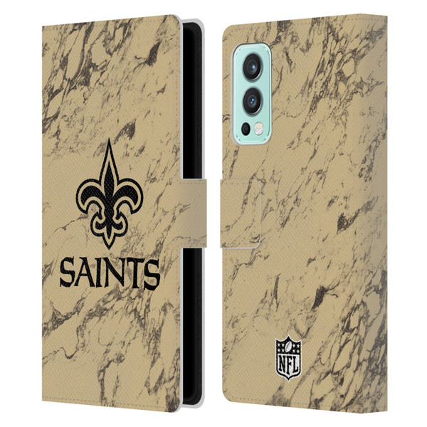 NFL New Orleans Saints Graphics Coloured Marble Leather Book Wallet Case Cover For OnePlus Nord 2 5G