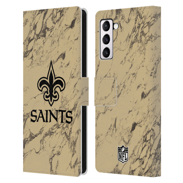 NFL New Orleans Saints Graphics Coloured Marble Leather Book Wallet Case Cover For Samsung Galaxy S21+ 5G