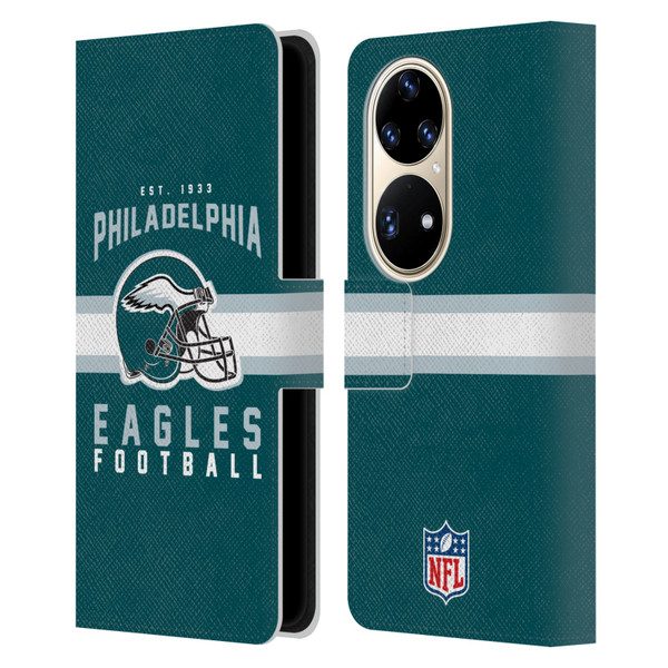 NFL Philadelphia Eagles Graphics Helmet Typography Leather Book Wallet Case Cover For Huawei P50 Pro