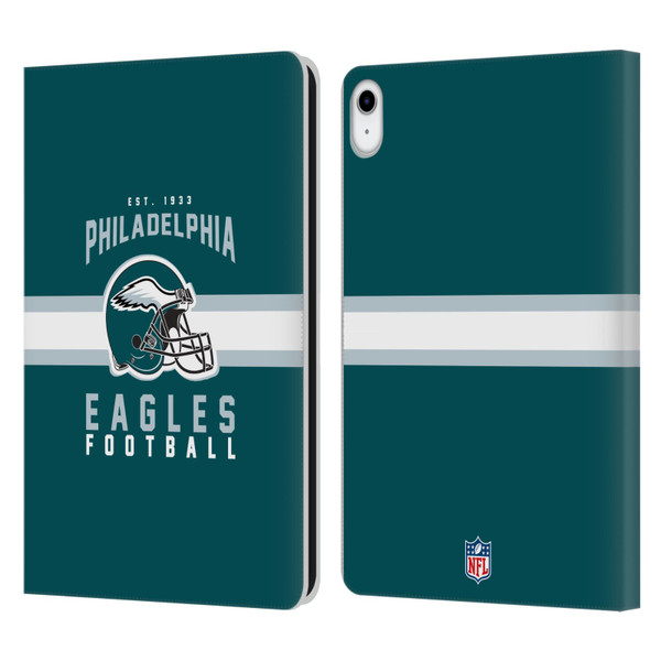NFL Philadelphia Eagles Graphics Helmet Typography Leather Book Wallet Case Cover For Apple iPad 10.9 2022/2025
