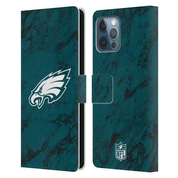 NFL Philadelphia Eagles Graphics Coloured Marble Leather Book Wallet Case Cover For Apple iPhone 12 Pro Max