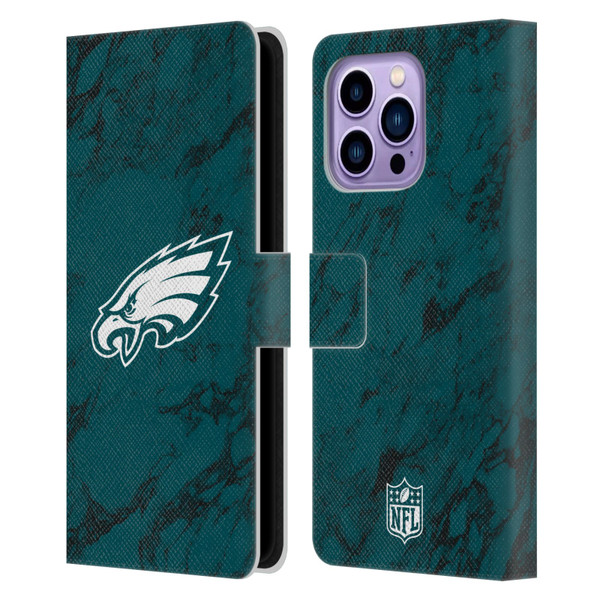 NFL Philadelphia Eagles Graphics Coloured Marble Leather Book Wallet Case Cover For Apple iPhone 14 Pro Max