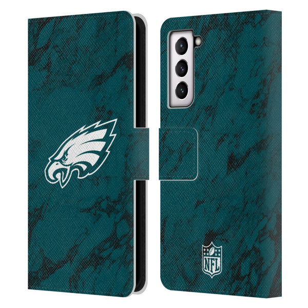 NFL Philadelphia Eagles Graphics Coloured Marble Leather Book Wallet Case Cover For Samsung Galaxy S21 5G