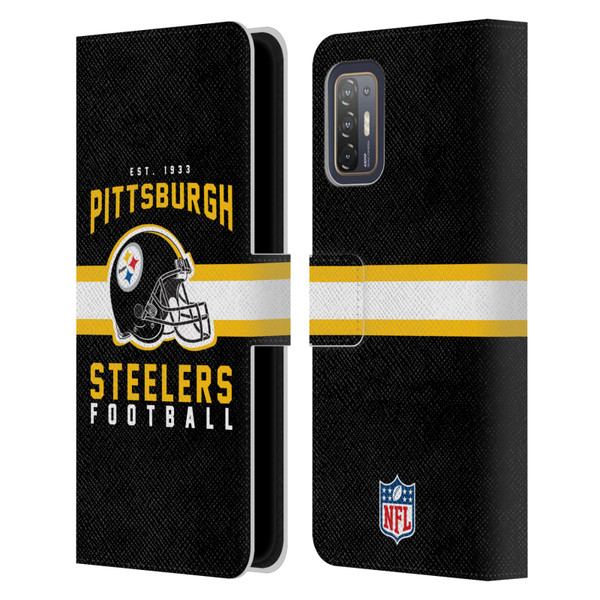 NFL Pittsburgh Steelers Graphics Helmet Typography Leather Book Wallet Case Cover For HTC Desire 21 Pro 5G
