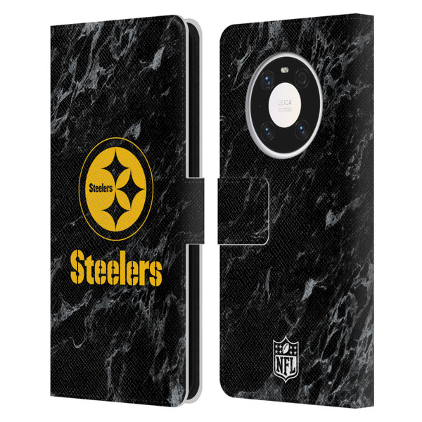 NFL Pittsburgh Steelers Graphics Coloured Marble Leather Book Wallet Case Cover For Huawei Mate 40 Pro 5G