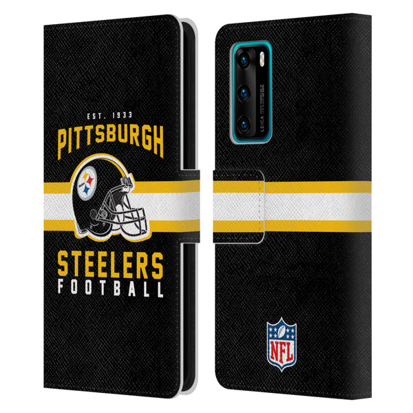 NFL Pittsburgh Steelers Graphics Helmet Typography Leather Book Wallet Case Cover For Huawei P40 5G