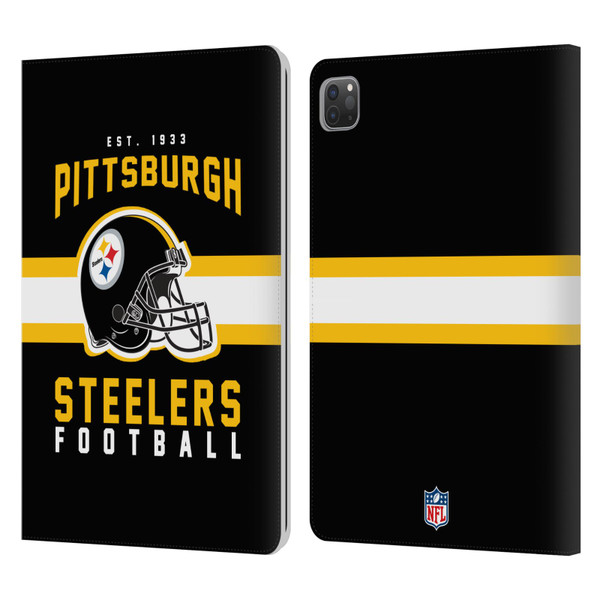 NFL Pittsburgh Steelers Graphics Helmet Typography Leather Book Wallet Case Cover For Apple iPad Pro 11 2020 / 2021 / 2022