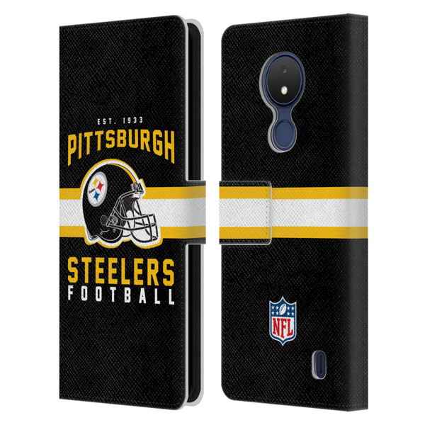 NFL Pittsburgh Steelers Graphics Helmet Typography Leather Book Wallet Case Cover For Nokia C21