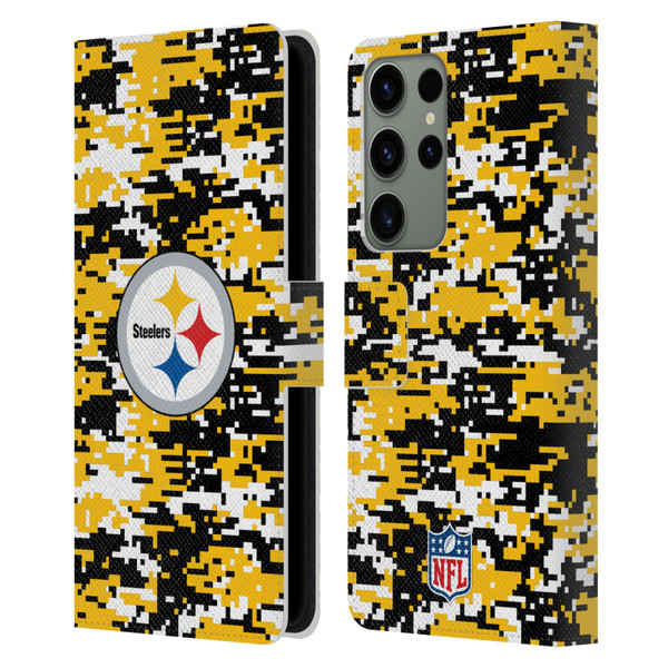 NFL Pittsburgh Steelers Graphics Digital Camouflage Leather Book Wallet Case Cover For Samsung Galaxy S23 Ultra 5G