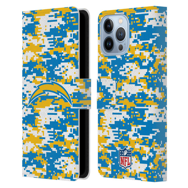 NFL Los Angeles Chargers Graphics Digital Camouflage Leather Book Wallet Case Cover For Apple iPhone 13 Pro Max