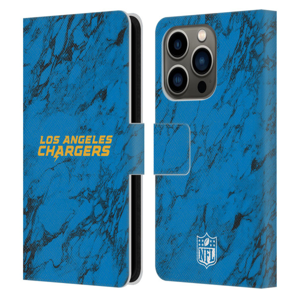 NFL Los Angeles Chargers Graphics Coloured Marble Leather Book Wallet Case Cover For Apple iPhone 14 Pro