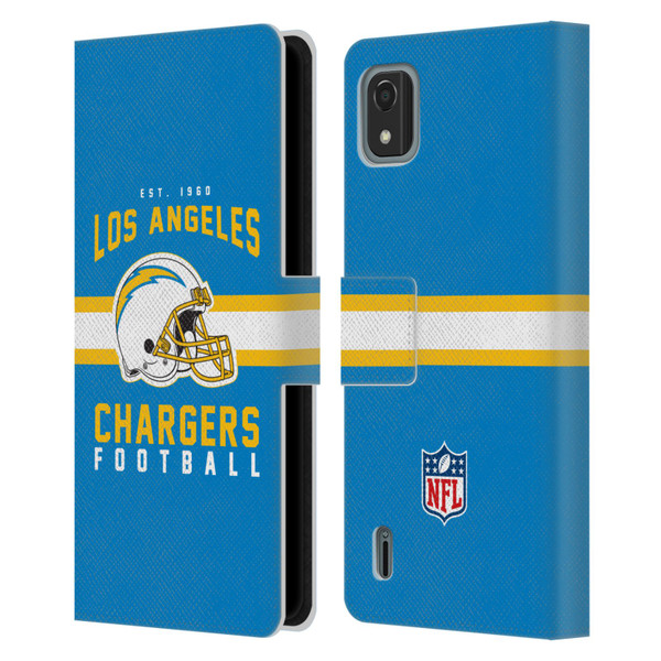 NFL Los Angeles Chargers Graphics Helmet Typography Leather Book Wallet Case Cover For Nokia C2 2nd Edition