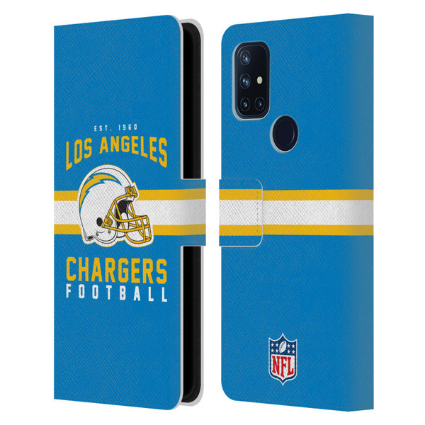 NFL Los Angeles Chargers Graphics Helmet Typography Leather Book Wallet Case Cover For OnePlus Nord N10 5G