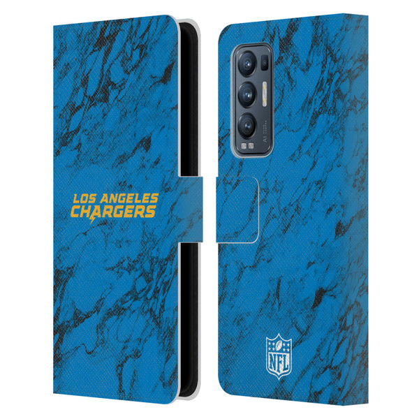 NFL Los Angeles Chargers Graphics Coloured Marble Leather Book Wallet Case Cover For OPPO Find X3 Neo / Reno5 Pro+ 5G