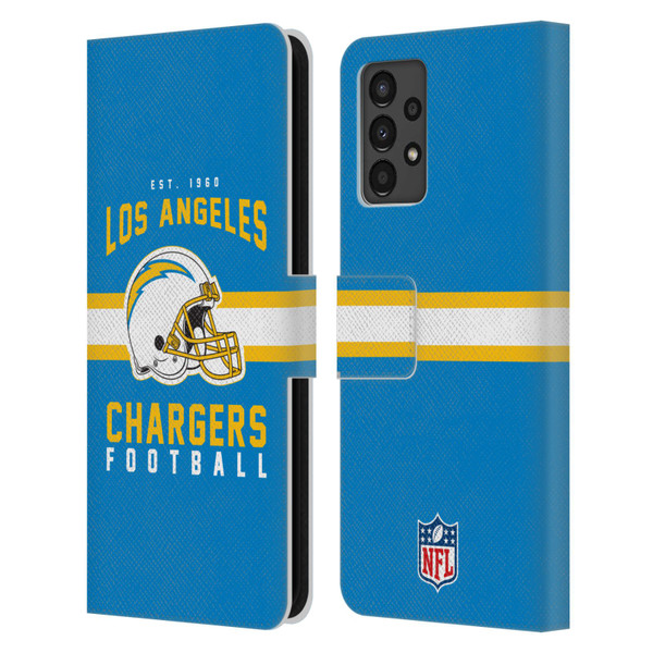 NFL Los Angeles Chargers Graphics Helmet Typography Leather Book Wallet Case Cover For Samsung Galaxy A13 (2022)
