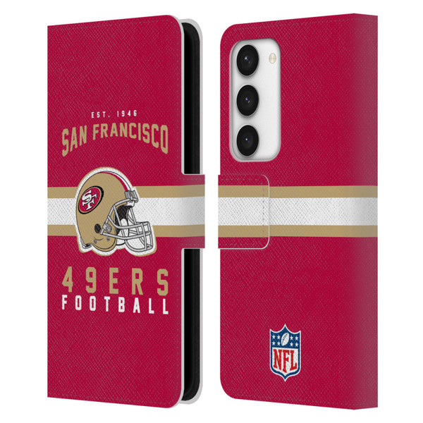 NFL San Francisco 49ers Graphics Helmet Typography Leather Book Wallet Case Cover For Samsung Galaxy S23 5G