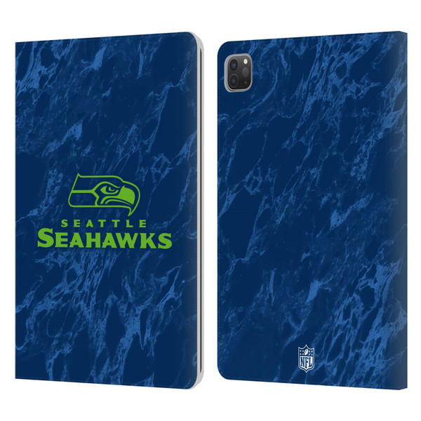 NFL Seattle Seahawks Graphics Coloured Marble Leather Book Wallet Case Cover For Apple iPad Pro 11 2020 / 2021 / 2022