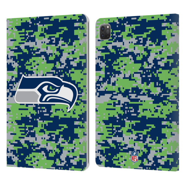 NFL Seattle Seahawks Graphics Digital Camouflage Leather Book Wallet Case Cover For Apple iPad Pro 11 2020 / 2021 / 2022