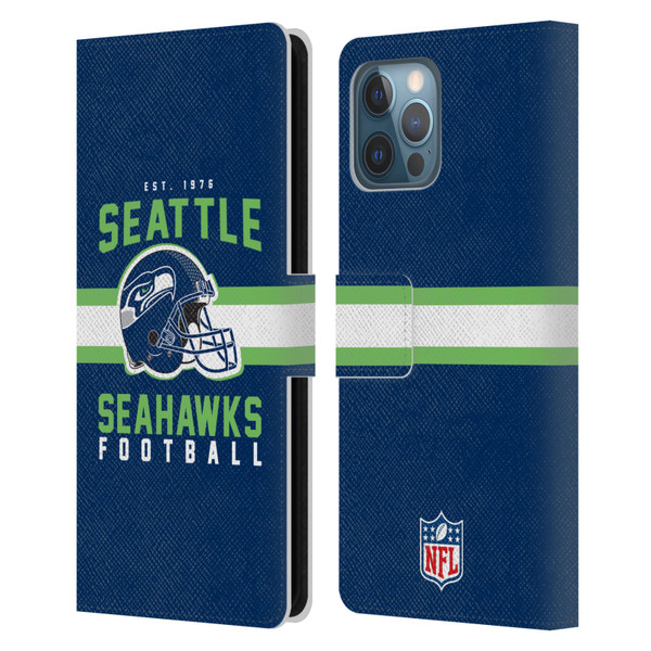 NFL Seattle Seahawks Graphics Helmet Typography Leather Book Wallet Case Cover For Apple iPhone 12 Pro Max