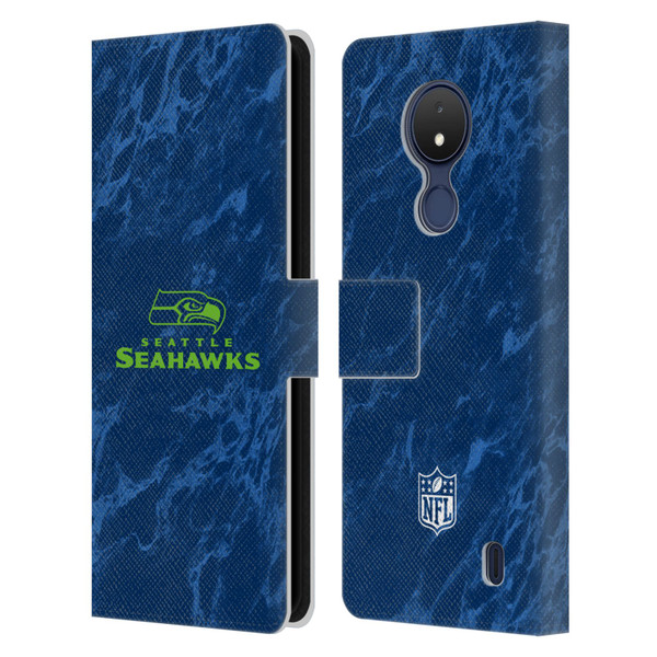 NFL Seattle Seahawks Graphics Coloured Marble Leather Book Wallet Case Cover For Nokia C21