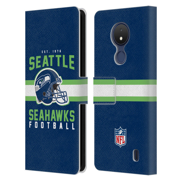 NFL Seattle Seahawks Graphics Helmet Typography Leather Book Wallet Case Cover For Nokia C21