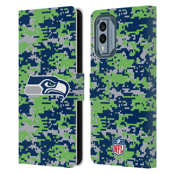 NFL Seattle Seahawks Graphics Digital Camouflage Leather Book Wallet Case Cover For Nokia X30