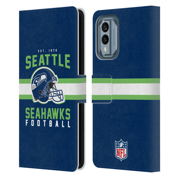 NFL Seattle Seahawks Graphics Helmet Typography Leather Book Wallet Case Cover For Nokia X30