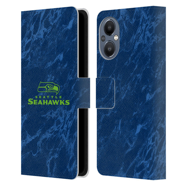 NFL Seattle Seahawks Graphics Coloured Marble Leather Book Wallet Case Cover For OnePlus Nord N20 5G