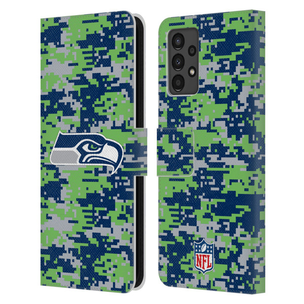 NFL Seattle Seahawks Graphics Digital Camouflage Leather Book Wallet Case Cover For Samsung Galaxy A13 (2022)