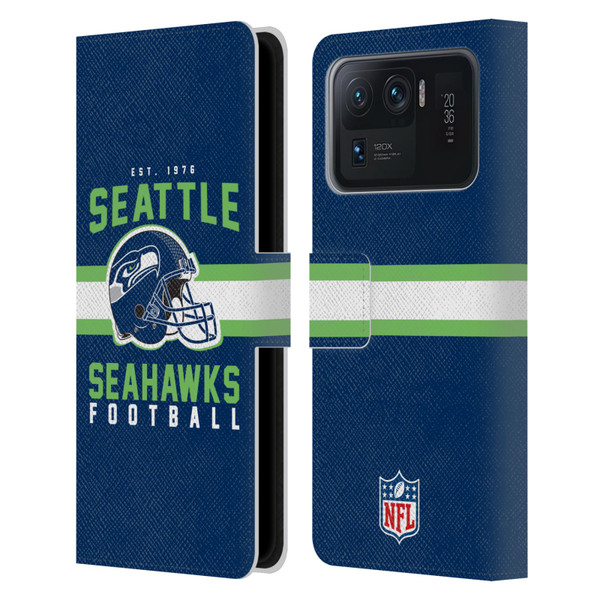 NFL Seattle Seahawks Graphics Helmet Typography Leather Book Wallet Case Cover For Xiaomi Mi 11 Ultra