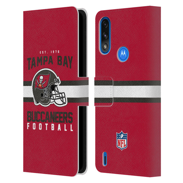 NFL Tampa Bay Buccaneers Graphics Helmet Typography Leather Book Wallet Case Cover For Motorola Moto E7 Power / Moto E7i Power
