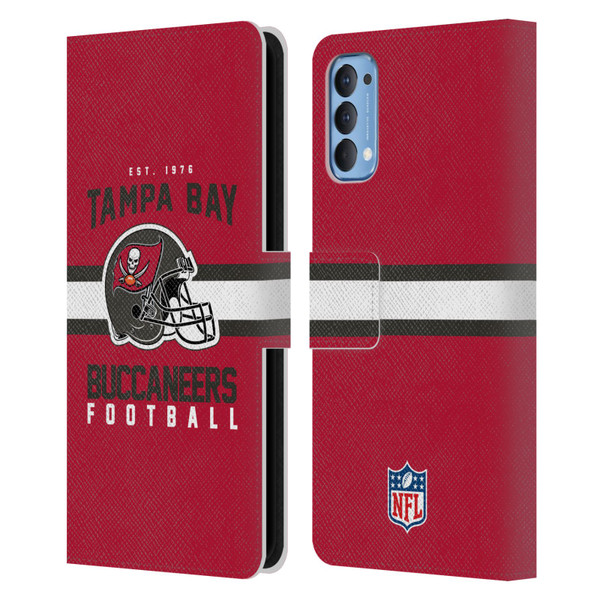NFL Tampa Bay Buccaneers Graphics Helmet Typography Leather Book Wallet Case Cover For OPPO Reno 4 5G