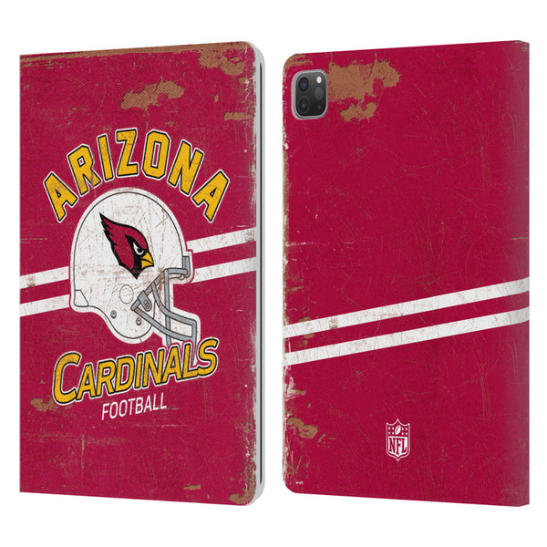 NFL Arizona Cardinals Logo Art Helmet Distressed Leather Book Wallet Case Cover For Apple iPad Pro 11 2020 / 2021 / 2022