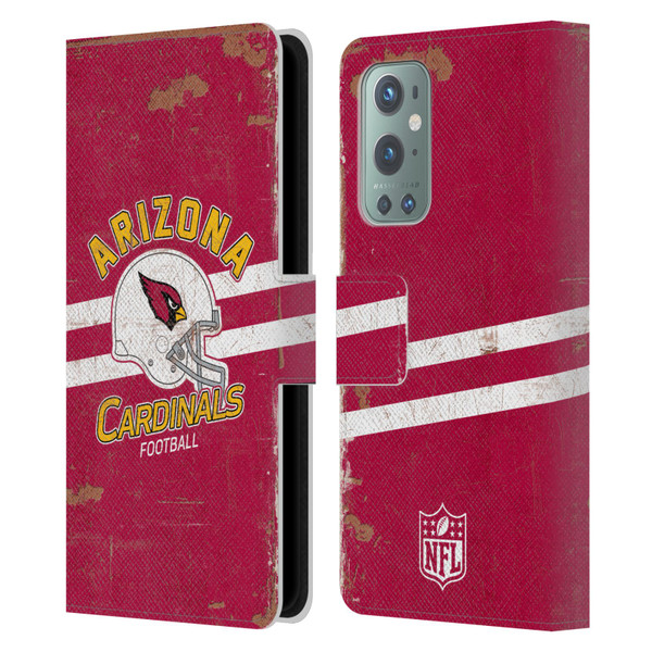 NFL Arizona Cardinals Logo Art Helmet Distressed Leather Book Wallet Case Cover For OnePlus 9