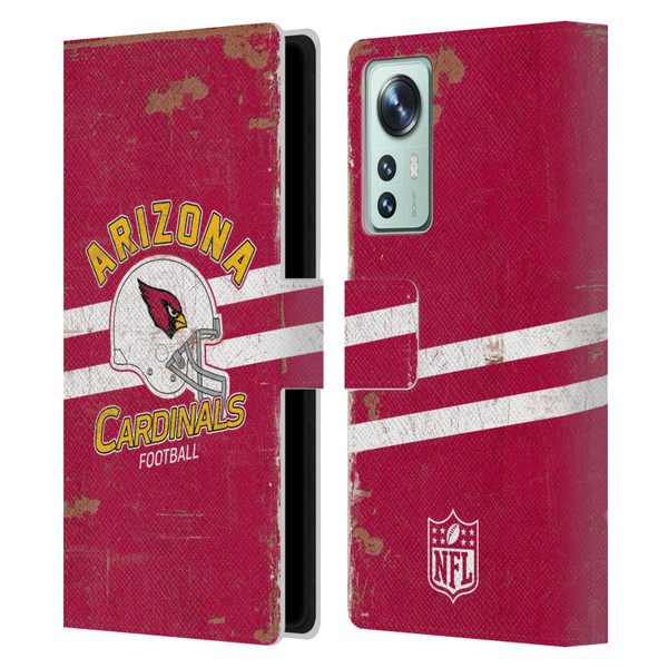 NFL Arizona Cardinals Logo Art Helmet Distressed Leather Book Wallet Case Cover For Xiaomi 12