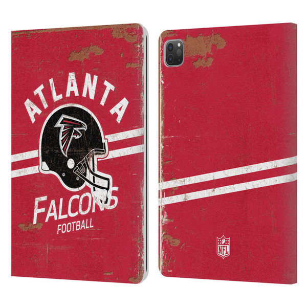 NFL Atlanta Falcons Logo Art Helmet Distressed Leather Book Wallet Case Cover For Apple iPad Pro 11 2020 / 2021 / 2022