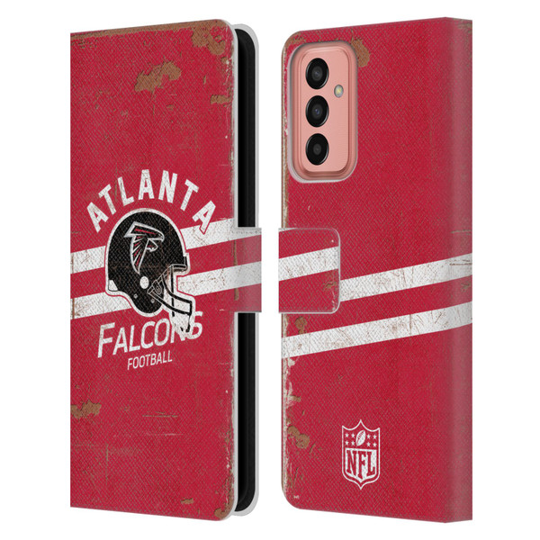 NFL Atlanta Falcons Logo Art Helmet Distressed Leather Book Wallet Case Cover For Samsung Galaxy M13 (2022)