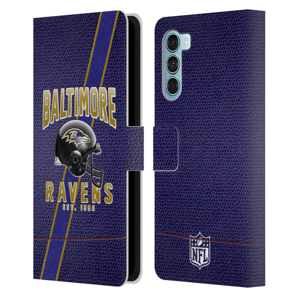 NFL Baltimore Ravens Logo Art Football Stripes Leather Book Wallet Case Cover For Motorola Edge S30 / Moto G200 5G