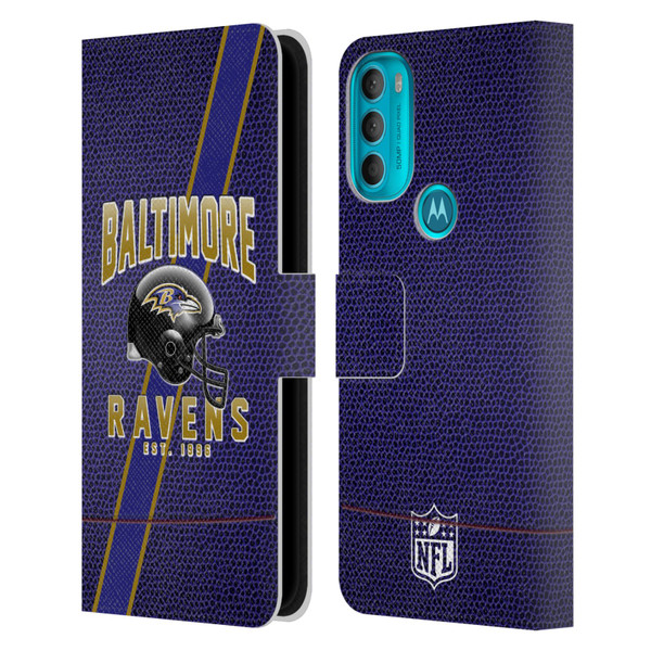 NFL Baltimore Ravens Logo Art Football Stripes Leather Book Wallet Case Cover For Motorola Moto G71 5G