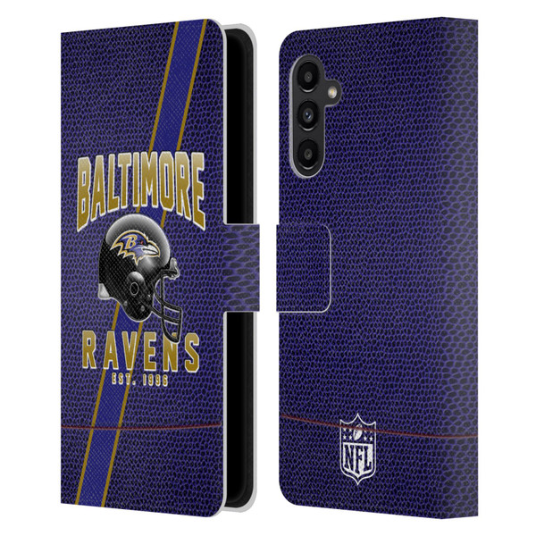 NFL Baltimore Ravens Logo Art Football Stripes Leather Book Wallet Case Cover For Samsung Galaxy A13 5G (2021)