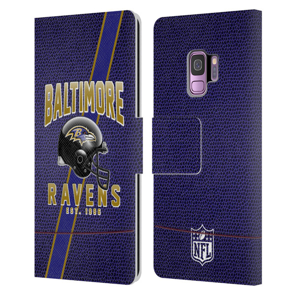 NFL Baltimore Ravens Logo Art Football Stripes Leather Book Wallet Case Cover For Samsung Galaxy S9