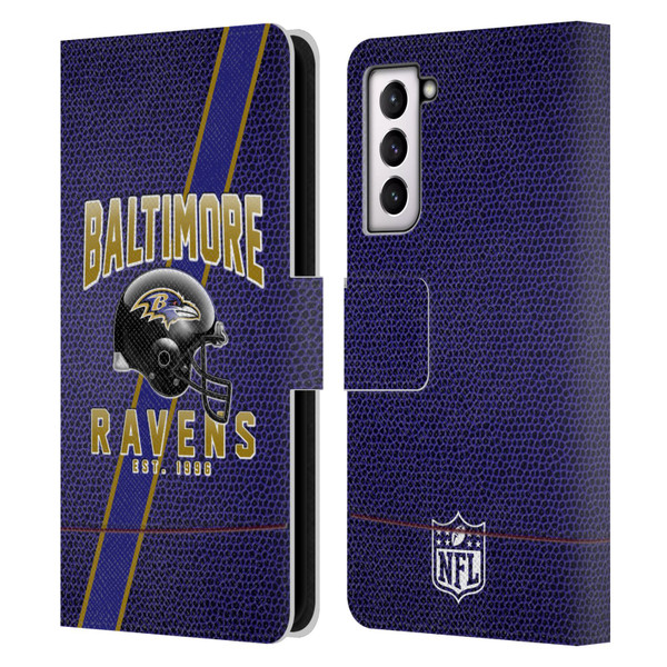 NFL Baltimore Ravens Logo Art Football Stripes Leather Book Wallet Case Cover For Samsung Galaxy S21 5G