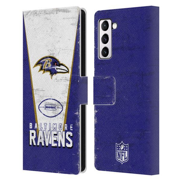 NFL Baltimore Ravens Logo Art Banner Leather Book Wallet Case Cover For Samsung Galaxy S21+ 5G